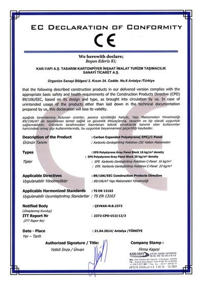 CE BELGESİ KAR-NEOPANEL