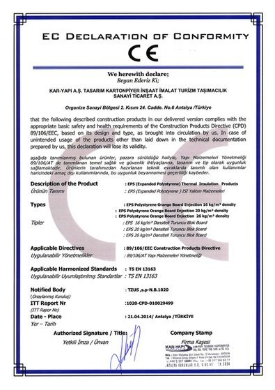 CE BELGESİ KAR-BOARD